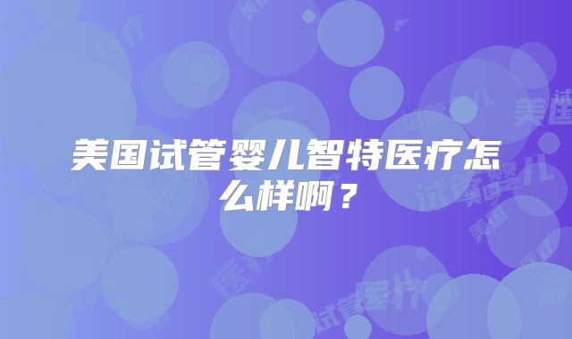 美国试管婴儿智特医疗怎么样啊？
