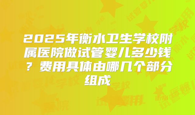 2025年衡水卫生学校附属医院做试管婴儿多少钱？费用具体由哪几个部分组成
