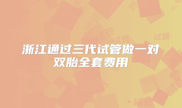 浙江通过三代试管做一对双胎全套费用