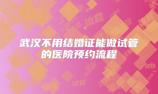 武汉不用结婚证能做试管的医院预约流程