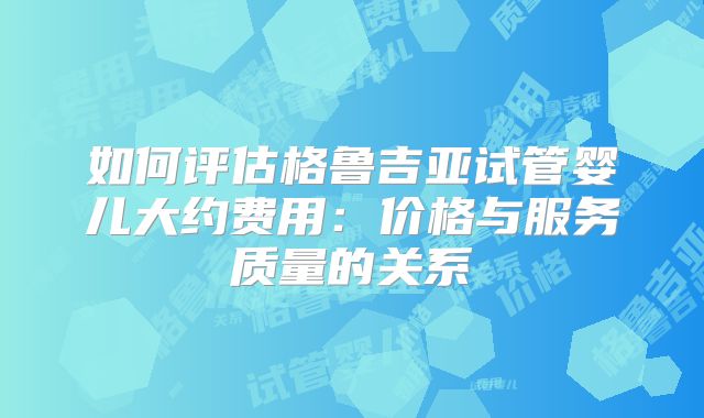如何评估格鲁吉亚试管婴儿大约费用：价格与服务质量的关系