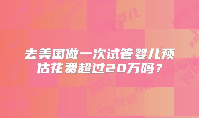 去美国做一次试管婴儿预估花费超过20万吗?
