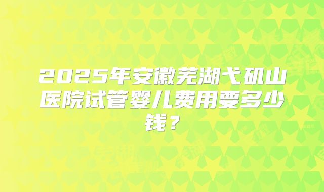 2025年安徽芜湖弋矶山医院试管婴儿费用要多少钱？