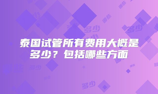 泰国试管所有费用大概是多少？包括哪些方面