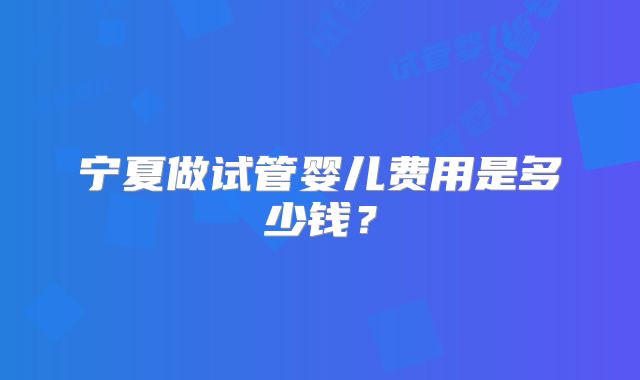 宁夏做试管婴儿费用是多少钱？
