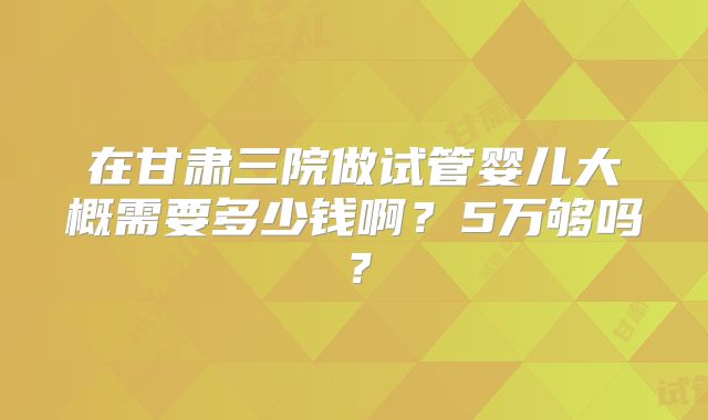 在甘肃三院做试管婴儿大概需要多少钱啊？5万够吗？