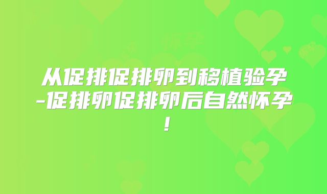 从促排促排卵到移植验孕-促排卵促排卵后自然怀孕！