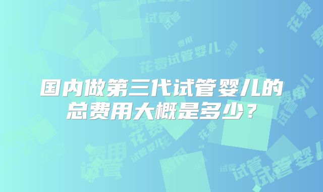 国内做第三代试管婴儿的总费用大概是多少？