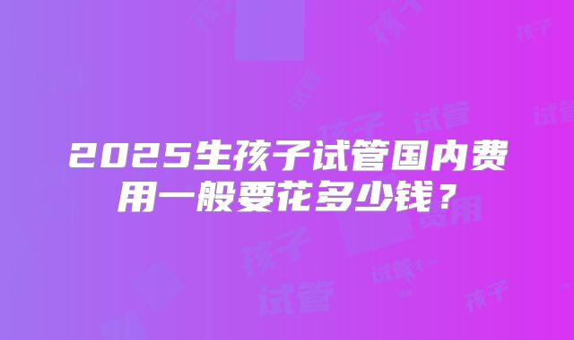 2025生孩子试管国内费用一般要花多少钱？