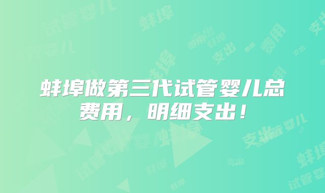 蚌埠做第三代试管婴儿总费用，明细支出！