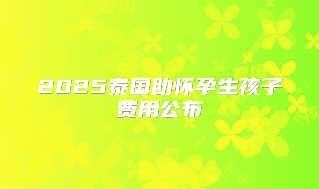 2025泰国助怀孕生孩子费用公布