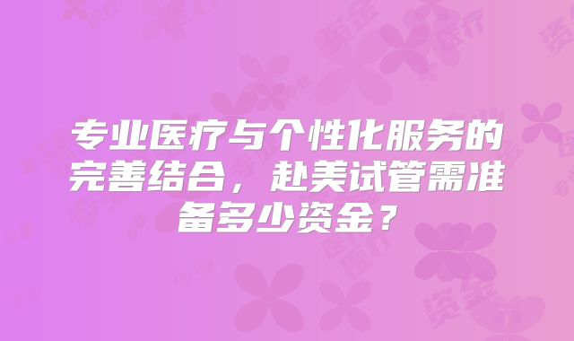 专业医疗与个性化服务的完善结合,赴美试管需准备多少资金?