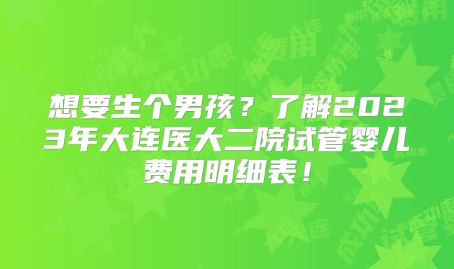 想要生个男孩？了解2023年大连医大二院试管婴儿费用明细表！