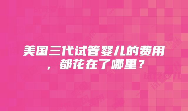 美国三代试管婴儿的费用，都花在了哪里？