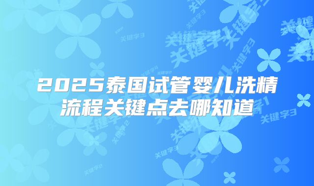 2025泰国试管婴儿洗精流程关键点去哪知道