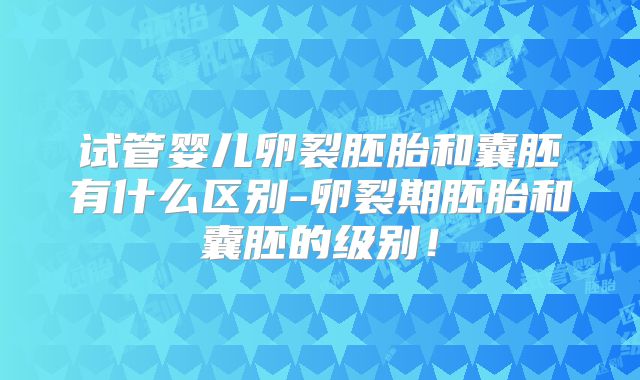试管婴儿卵裂胚胎和囊胚有什么区别-卵裂期胚胎和囊胚的级别！