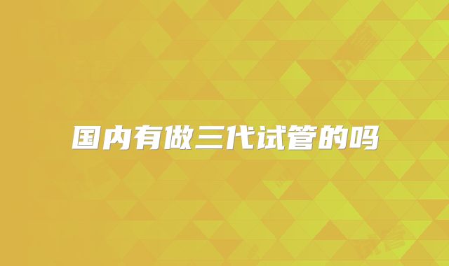 国内有做三代试管的吗