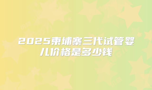 2025柬埔寨三代试管婴儿价格是多少钱