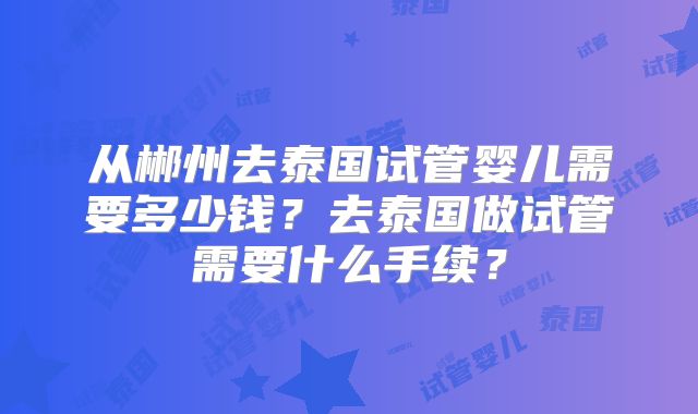 从郴州去泰国试管婴儿需要多少钱？去泰国做试管需要什么手续？