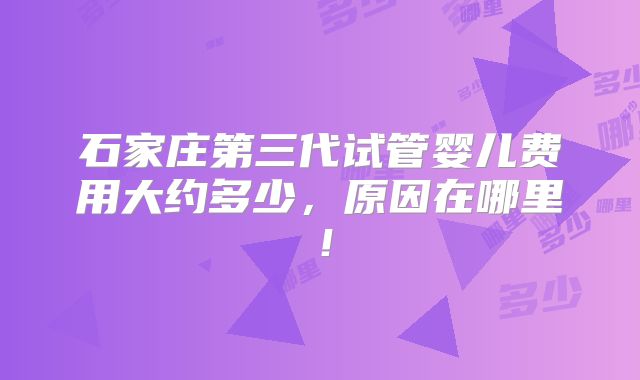 石家庄第三代试管婴儿费用大约多少，原因在哪里！