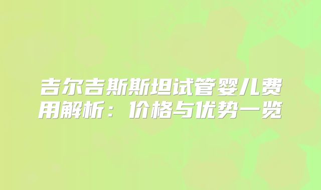 吉尔吉斯斯坦试管婴儿费用解析：价格与优势一览