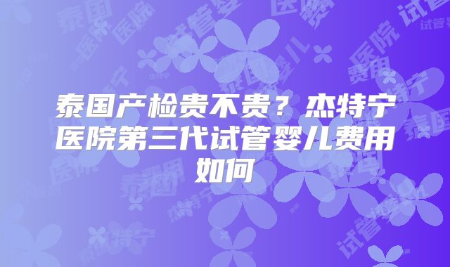 泰国产检贵不贵？杰特宁医院第三代试管婴儿费用如何