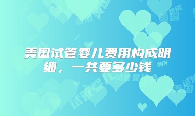 美国试管婴儿费用构成明细，一共要多少钱