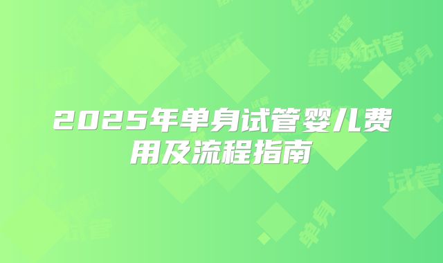 2025年单身试管婴儿费用及流程指南