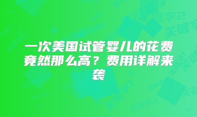 一次美国试管婴儿的花费竟然那么高?费用详解来袭