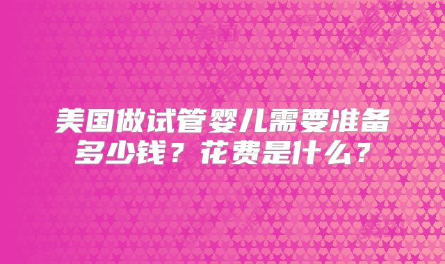 美国做试管婴儿需要准备多少钱？花费是什么？