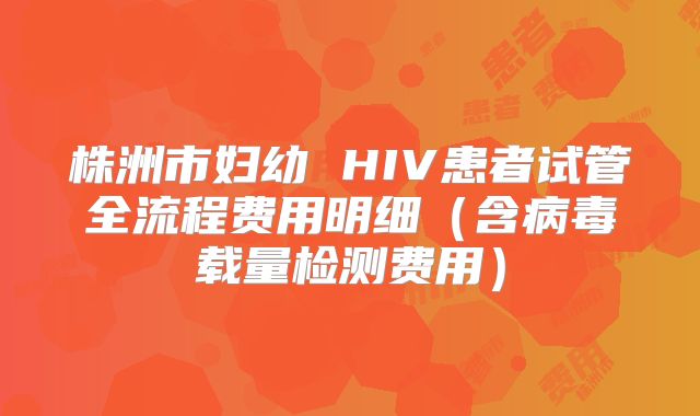 株洲市妇幼 HIV患者试管全流程费用明细（含病毒载量检测费用）
