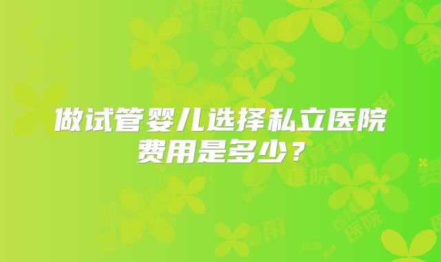 做试管婴儿选择私立医院费用是多少？