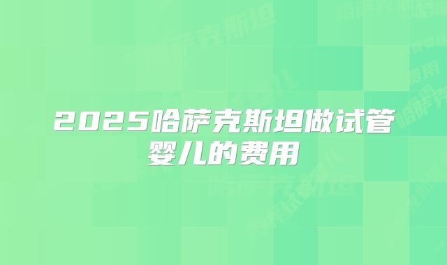 2025哈萨克斯坦做试管婴儿的费用
