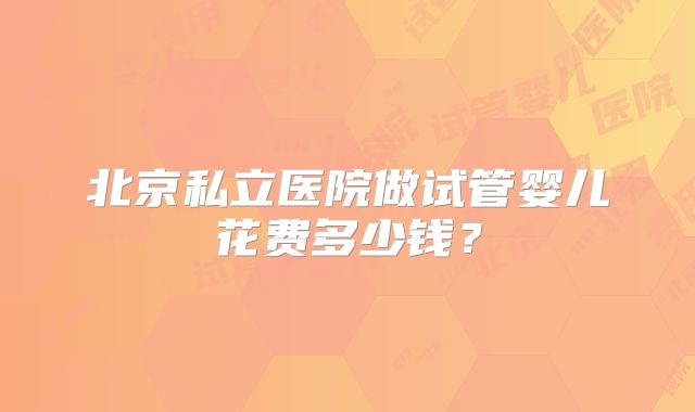 北京私立医院做试管婴儿花费多少钱?