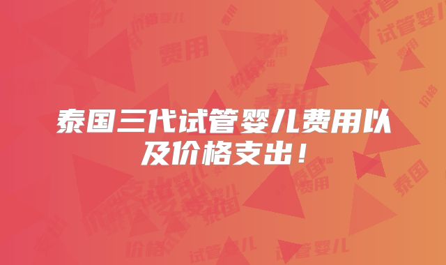 泰国三代试管婴儿费用以及价格支出!