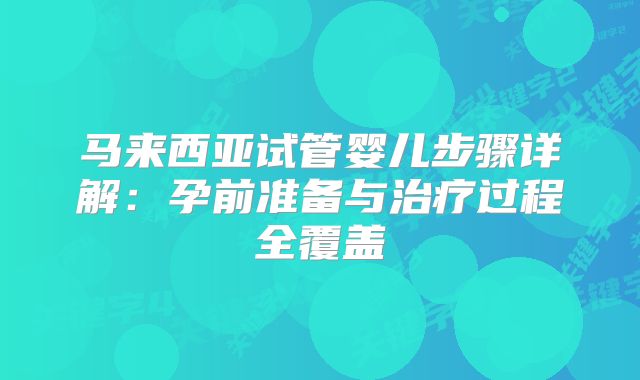 马来西亚试管婴儿步骤详解：孕前准备与治疗过程全覆盖