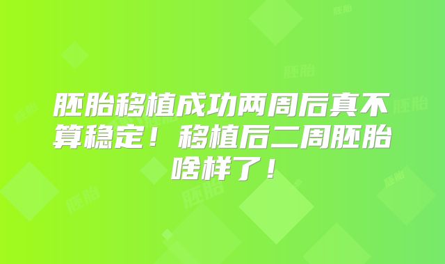 胚胎移植成功两周后真不算稳定！移植后二周胚胎啥样了！