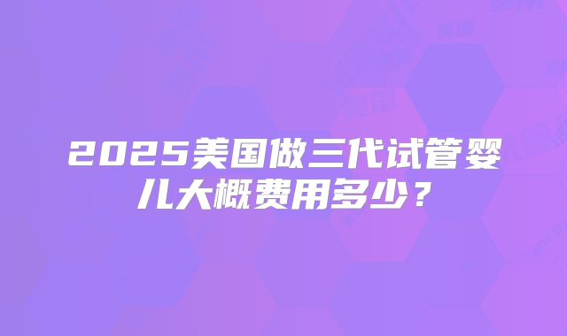 2025美国做三代试管婴儿大概费用多少？