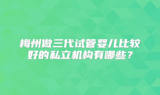 梅州做三代试管婴儿比较好的私立机构有哪些？