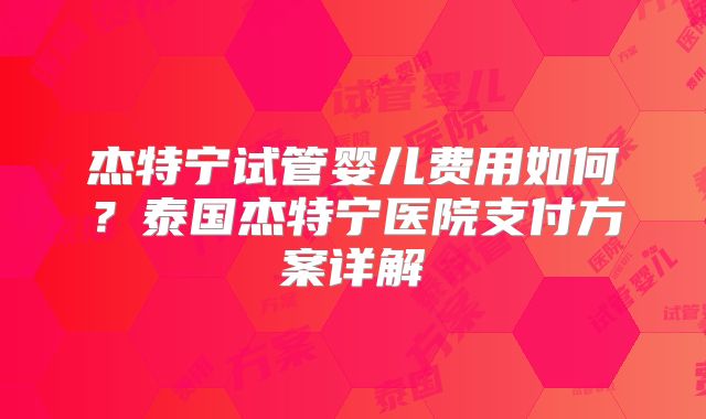 杰特宁试管婴儿费用如何？泰国杰特宁医院支付方案详解