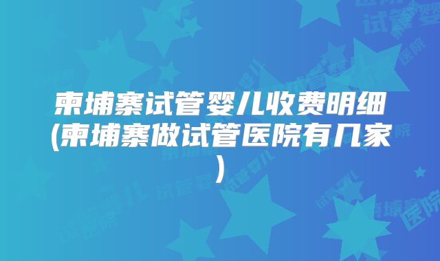 柬埔寨试管婴儿收费明细(柬埔寨做试管医院有几家)