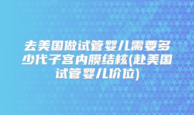 去美国做试管婴儿需要多少代子宫内膜结核(赴美国试管婴儿价位)