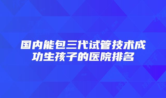 国内能包三代试管技术成功生孩子的医院排名