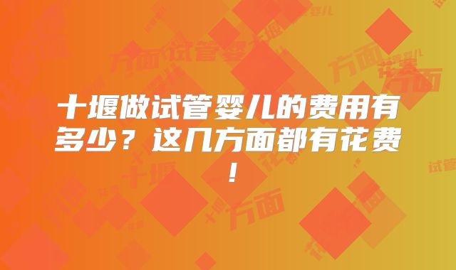 十堰做试管婴儿的费用有多少？这几方面都有花费！