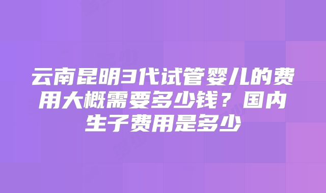 云南昆明3代试管婴儿的费用大概需要多少钱？国内生子费用是多少