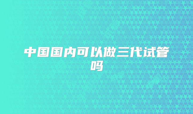 中国国内可以做三代试管吗