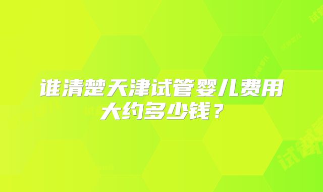 谁清楚天津试管婴儿费用大约多少钱？