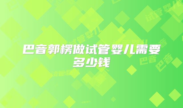 巴音郭楞做试管婴儿需要多少钱