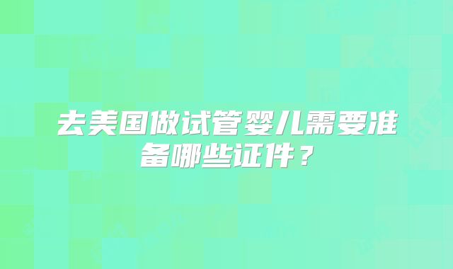 去美国做试管婴儿需要准备哪些证件？