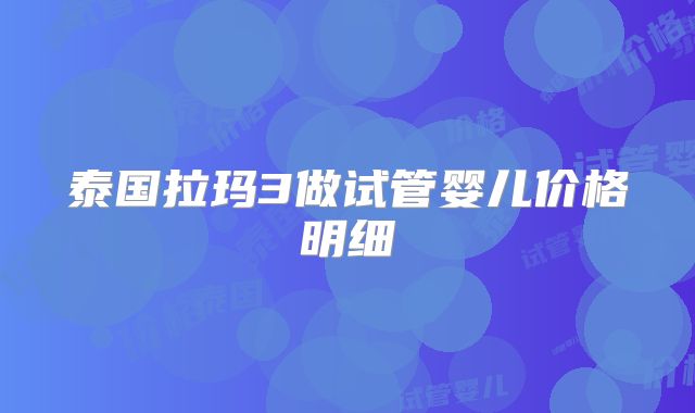 泰国拉玛3做试管婴儿价格明细